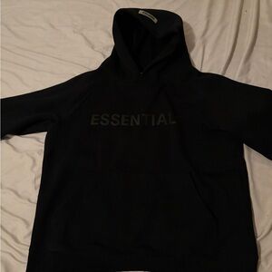 Essentials Black Men's Pullover Hoodie with Subtle Logo